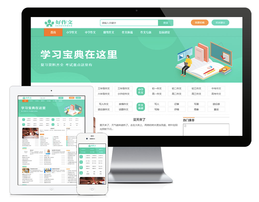 精美简洁作文范文网站模板11900 