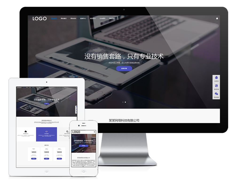 响应式网站建设网络科技网站模板16867 